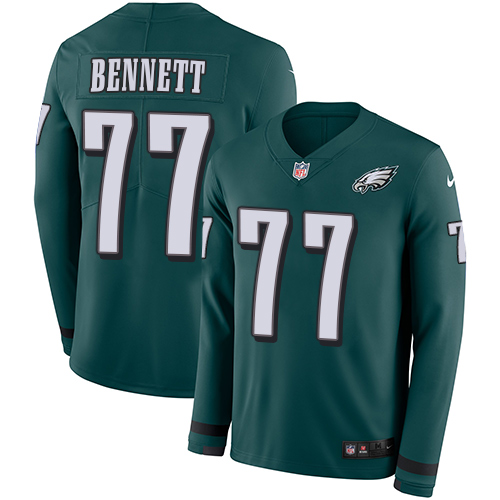 Personalized Eagles #77 Michael Bennett Midnight Green Team Color Men’s Stitched NFL Limited Therma Long Sleeve Jersey