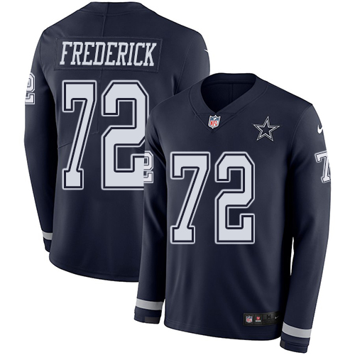 Personalized Cowboys #72 Travis Frederick Navy Blue Team Color Men’s Stitched NFL Limited Therma Long Sleeve Jersey