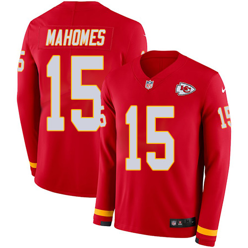 Personalized Chiefs #15 Patrick Mahomes Red Team Color Men’s Stitched NFL Limited Therma Long Sleeve Jersey