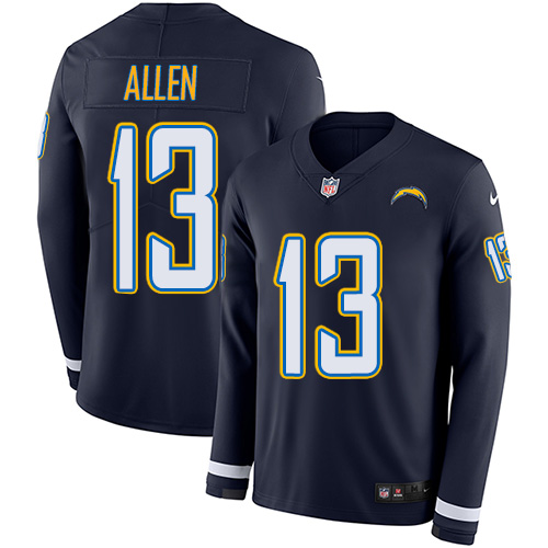 Personalized Chargers #13 Keenan Allen Navy Blue Team Color Men’s Stitched NFL Limited Therma Long Sleeve Jersey