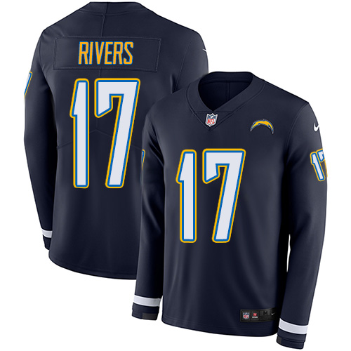 Personalized Chargers #17 Philip Rivers Navy Blue Team Color Men’s Stitched NFL Limited Therma Long Sleeve Jersey
