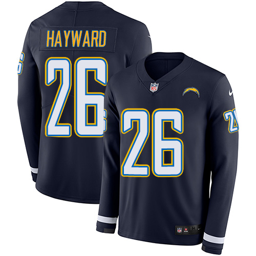 Personalized Chargers #26 Casey Hayward Navy Blue Team Color Men’s Stitched NFL Limited Therma Long Sleeve Jersey