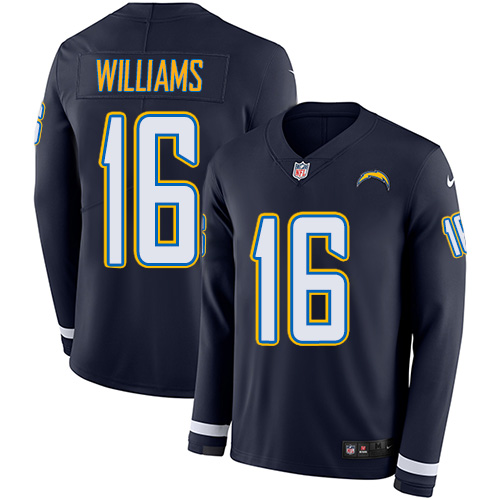 Personalized Chargers #16 Tyrell Williams Navy Blue Team Color Men’s Stitched NFL Limited Therma Long Sleeve Jersey