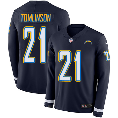 Personalized Chargers #21 LaDainian Tomlinson Navy Blue Team Color Men’s Stitched NFL Limited Therma Long Sleeve Jersey