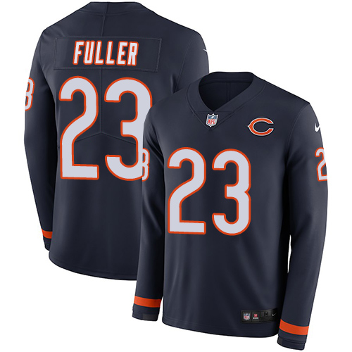 Personalized Bears #23 Kyle Fuller Navy Blue Team Color Men’s Stitched NFL Limited Therma Long Sleeve Jersey