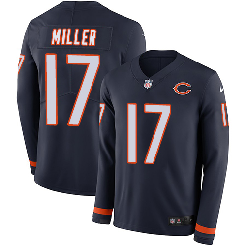Personalized Bears #17 Anthony Miller Navy Blue Team Color Men’s Stitched NFL Limited Therma Long Sleeve Jersey