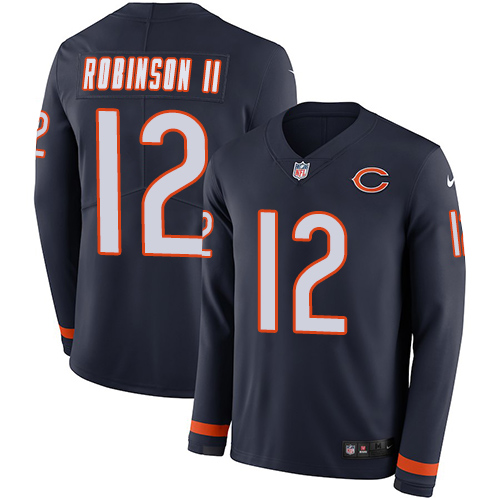 Personalized Bears #12 Allen Robinson II Navy Blue Team Color Men’s Stitched NFL Limited Therma Long Sleeve Jersey
