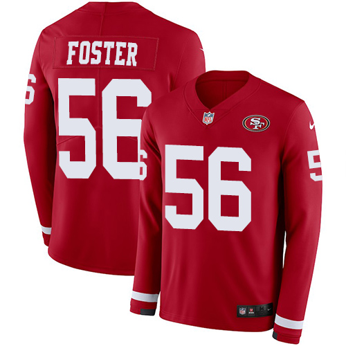 Personalized 49ers #56 Reuben Foster Red Team Color Men’s Stitched NFL Limited Therma Long Sleeve Jersey
