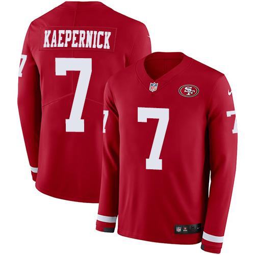 Personalized 49ers #7 Colin Kaepernick Red Team Color Men’s Stitched NFL Limited Therma Long Sleeve Jersey