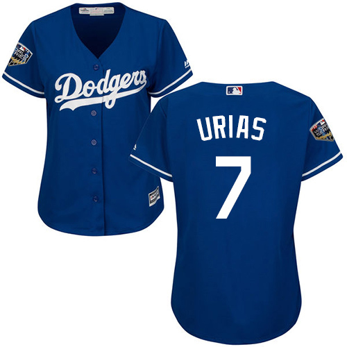 Personalized Dodgers #7 Julio Urias Blue Alternate 2018 World Series Women’s Stitched MLB Jersey
