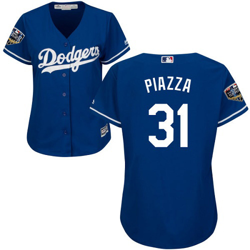 Personalized Dodgers #31 Mike Piazza Blue Alternate 2018 World Series Women’s Stitched MLB Jersey