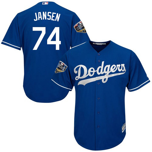 Personalized Dodgers #74 Kenley Jansen Blue Alternate 2018 World Series Women’s Stitched MLB Jersey