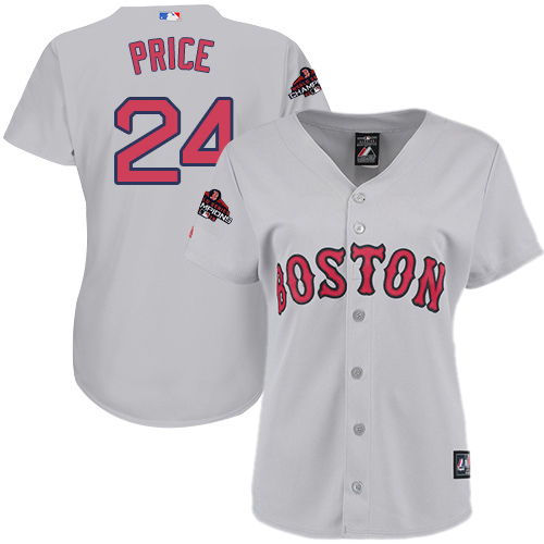 Personalized Red Sox #24 David Price Grey Road 2018 World Series Champions Women’s Stitched MLB Jersey