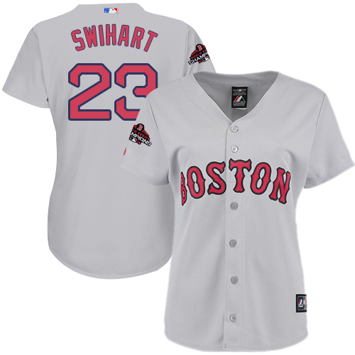 Personalized Red Sox #23 Blake Swihart Grey Road 2018 World Series Champions Women’s Stitched MLB Jersey