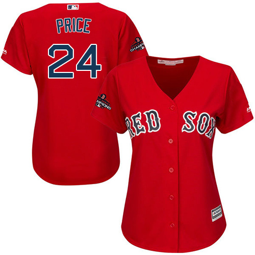 Personalized Red Sox #24 David Price Red Alternate 2018 World Series Champions Women’s Stitched MLB Jersey