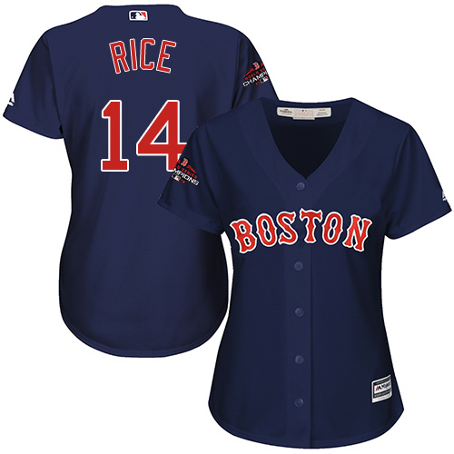 Personalized Red Sox #14 Jim Rice Navy Blue Alternate 2018 World Series Champions Women’s Stitched MLB Jersey