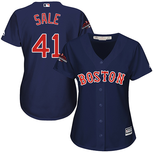 Personalized Red Sox #41 Chris Sale Navy Blue Alternate 2018 World Series Champions Women’s Stitched MLB Jersey