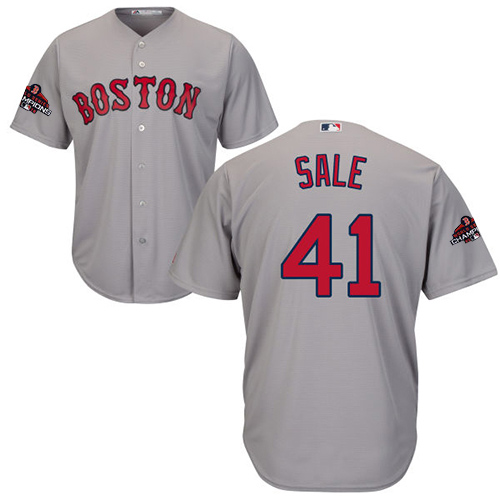 Personalized Red Sox #41 Chris Sale Grey New Cool Base 2018 World Series Champions Stitched MLB Jersey