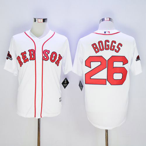 Personalized Red Sox #26 Wade Boggs White New Cool Base 2018 World Series Champions Stitched MLB Jersey