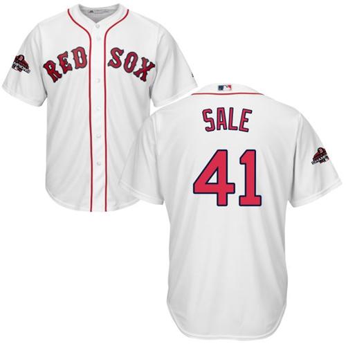 Personalized Red Sox #41 Chris Sale White New Cool Base 2018 World Series Champions Stitched MLB Jersey