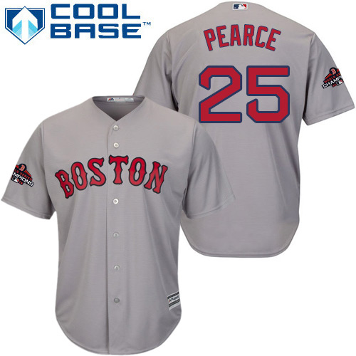 Personalized Red Sox #25 Steve Pearce Grey New Cool Base 2018 World Series Champions Stitched MLB Jersey