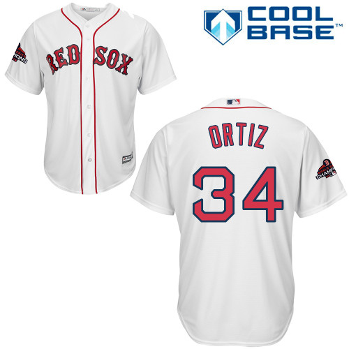 Personalized Red sox #34 David Ortiz White New Cool Base 2018 World Series Champions Stitched MLB Jersey