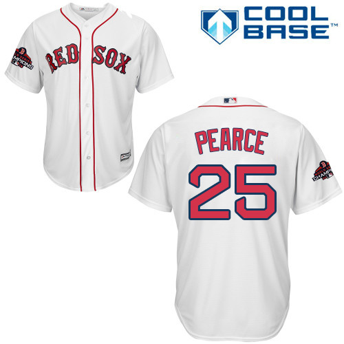 Personalized Red Sox #25 Steve Pearce White New Cool Base 2018 World Series Champions Stitched MLB Jersey