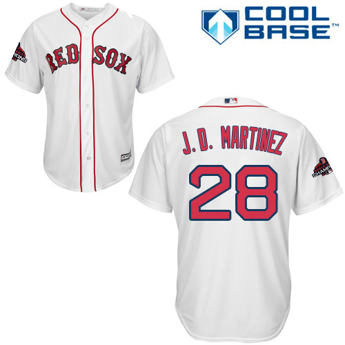Personalized Red Sox #28 J. D. Martinez White New Cool Base 2018 World Series Champions Stitched MLB Jersey