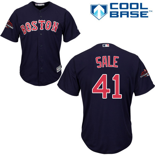 Personalized Red Sox #41 Chris Sale Navy Blue New Cool Base 2018 World Series Champions Stitched MLB Jersey