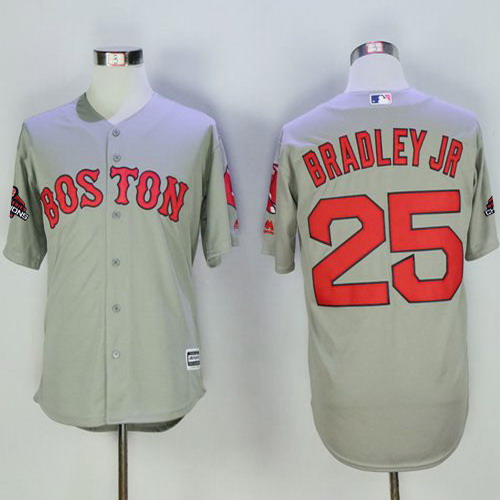 Personalized Red Sox #25 Jackie Bradley Jr Grey New Cool Base 2018 World Series Champions Stitched MLB Jersey
