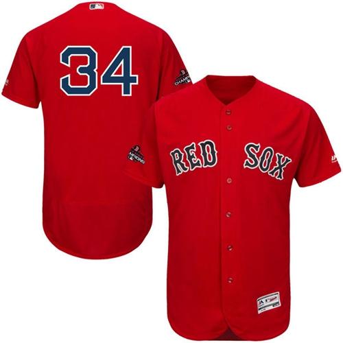 Personalized Red Sox #34 David Ortiz Red Flexbase Authentic Collection 2018 World Series Champions Stitched MLB Jersey