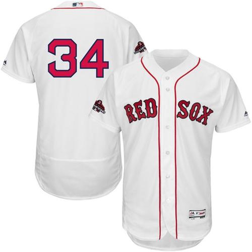 Personalized Red Sox #34 David Ortiz White Flexbase Authentic Collection 2018 World Series Champions Stitched MLB Jersey