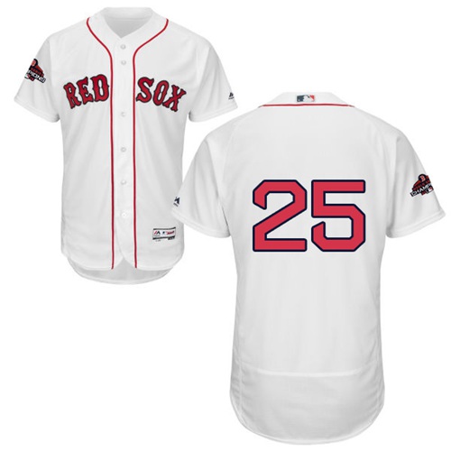 Personalized Red Sox #25 Steve Pearce White Flexbase Authentic Collection 2018 World Series Champions Stitched MLB Jersey