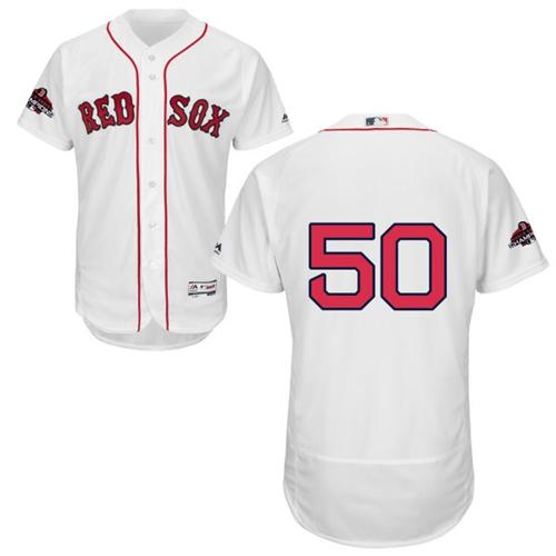 Personalized Red Sox #50 Mookie Betts White Flexbase Authentic Collection 2018 World Series Champions Stitched MLB Jersey