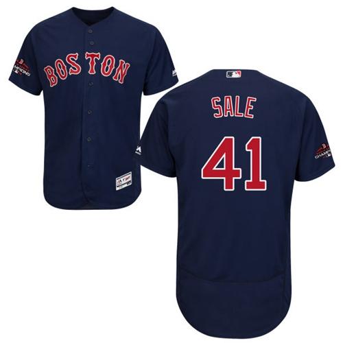 Personalized Red Sox #41 Chris Sale Navy Blue Flexbase Authentic Collection 2018 World Series Champions Stitched MLB Jersey