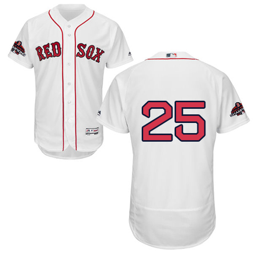 Personalized Red Sox #25 Jackie Bradley Jr White Flexbase Authentic Collection 2018 World Series Champions Stitched MLB Jersey