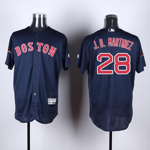 Personalized Red Sox #28 J. D. Martinez Navy Blue Flexbase Authentic Collection 2018 World Series Champions Stitched MLB Jersey