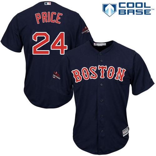 Personalized Red Sox #24 David Price Navy Blue New Cool Base 2018 World Series Champions Stitched MLB Jersey