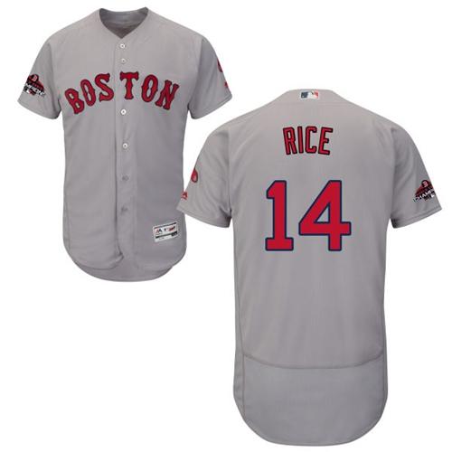 Personalized Red Sox #14 Jim Rice Grey Flexbase Authentic Collection 2018 World Series Champions Stitched MLB Jersey