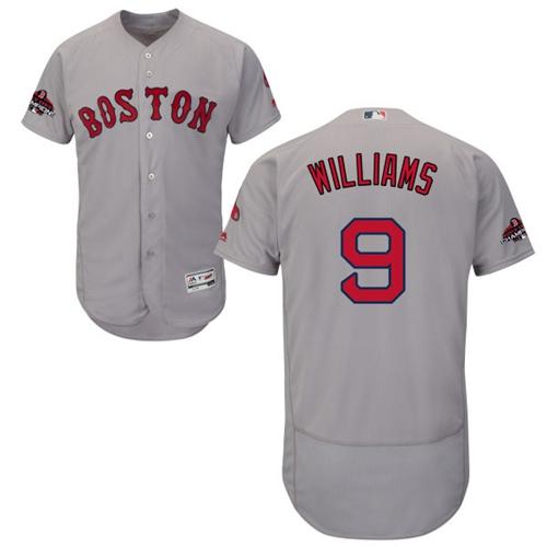 Personalized Red Sox #9 Ted Williams Grey Flexbase Authentic Collection 2018 World Series Champions Stitched MLB Jersey
