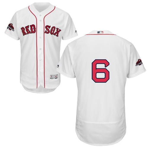 Personalized Red Sox #6 Johnny Pesky White Flexbase Authentic Collection 2018 World Series Champions Stitched MLB Jersey