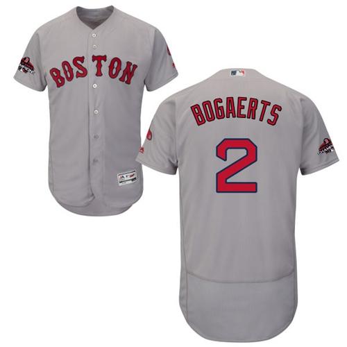Personalized Red Sox #2 Xander Bogaerts Grey Flexbase Authentic Collection 2018 World Series Champions Stitched MLB Jersey