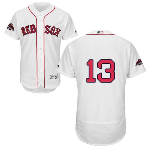 Personalized Red Sox #13 Hanley Ramirez White Flexbase Authentic Collection 2018 World Series Champions Stitched MLB Jersey