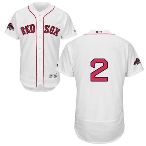 Personalized Red Sox #2 Xander Bogaerts White Flexbase Authentic Collection 2018 World Series Champions Stitched MLB Jersey