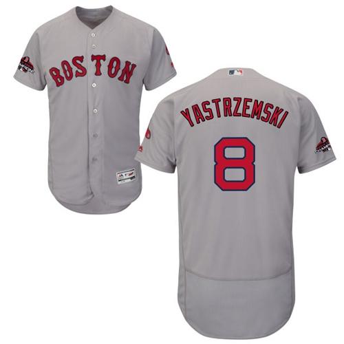 Personalized Red Sox #8 Carl Yastrzemski Grey Flexbase Authentic Collection 2018 World Series Champions Stitched MLB Jersey