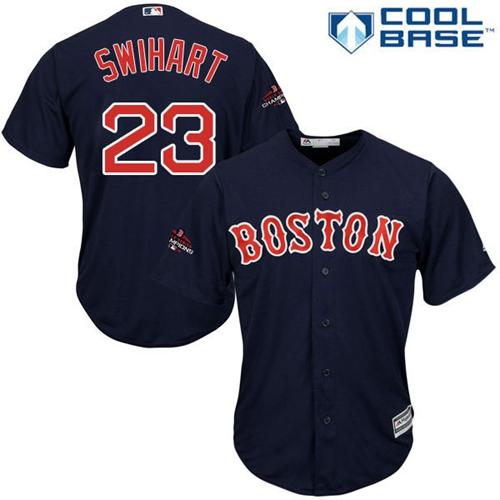Personalized Red Sox #23 Blake Swihart Navy Blue Cool Base 2018 World Series Champions Stitched Youth MLB Jersey