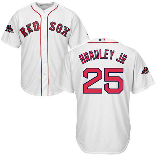 Personalized Red Sox #25 Jackie Bradley Jr White Cool Base 2018 World Series Champions Stitched Youth MLB Jersey