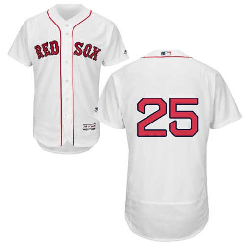 Personalized Red Sox #25 Steve Pearce White Flexbase Authentic Collection Stitched MLB Jersey