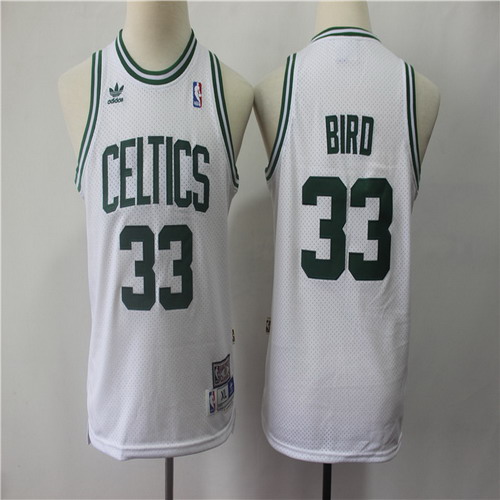 Personalized Youth Celtics 33 Larry Bird White Youth Hardwood Classics Jersey
