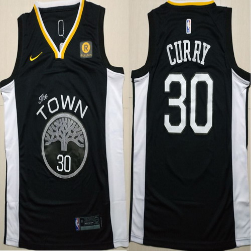 Personalized Warriors 30 Stephen Curry Black Statement Swingman Jersey